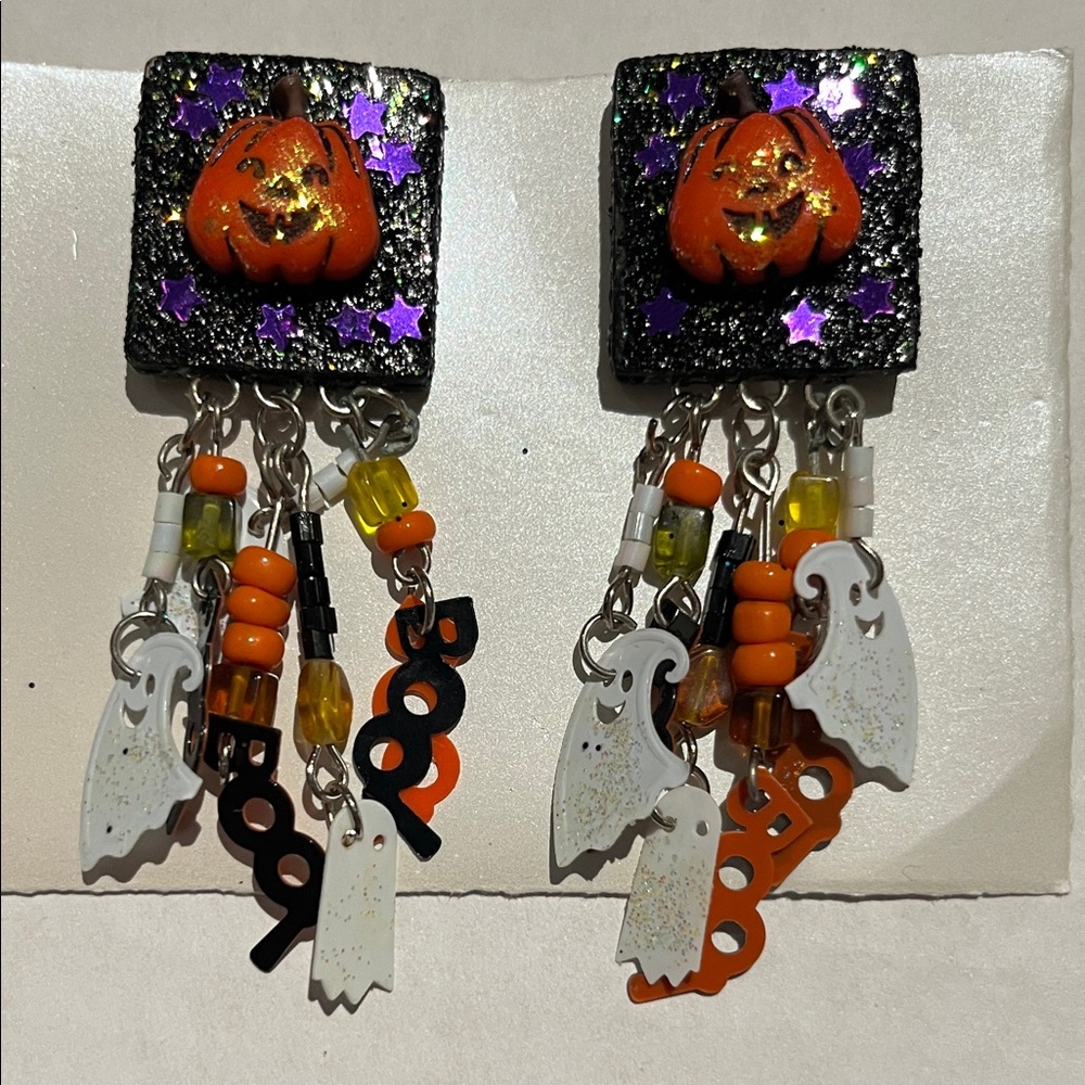 Halloween Style Dangling Earrings Ghost BOO Pumpkin